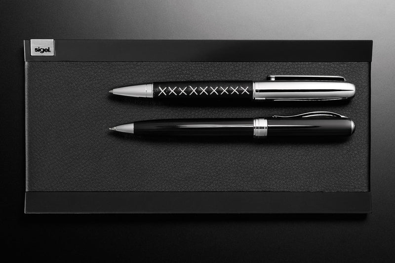 SIGEL SA534 Stifteschale Cintano, Lederimitat, schwarz, 20 x 10 cm, Stifteschale
