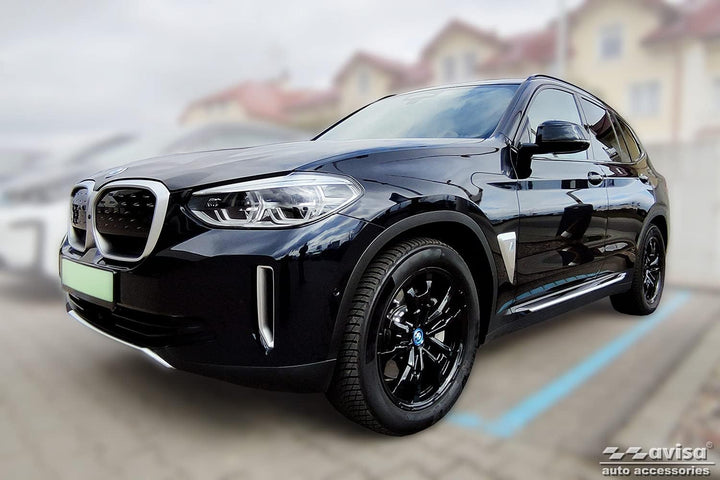 Avisa Schwarz Edelstahl Heckstossstangenschutz kompatibel mit BMW iX3 (G08) 2020- 'Ribs'