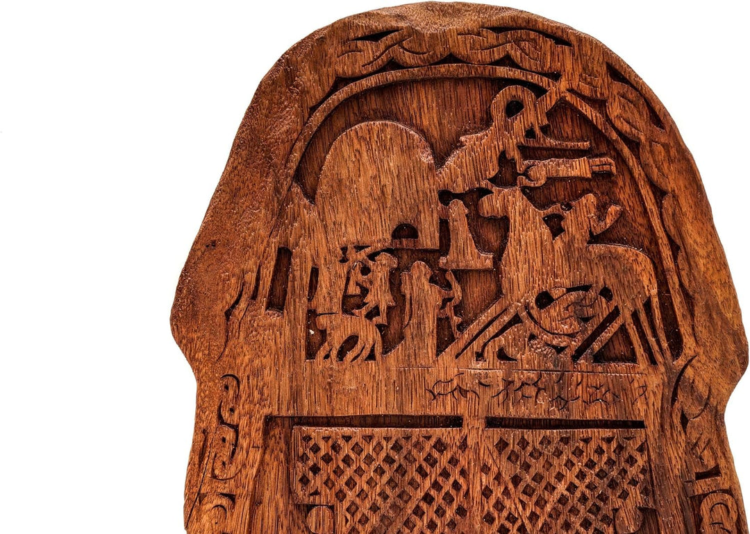 Windalf Wikinger Holzrelief Odin AUF Sleipnir 33 cm Vikings Bildstein Nordische Mythologie Tjängvide