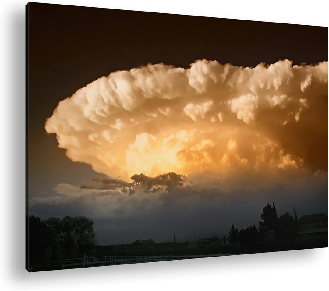 deyoli riesige Wolke Format: 80x60 als Leinwandbild, Motiv fertig gerahmt auf Echtholzrahmen, Hochwe