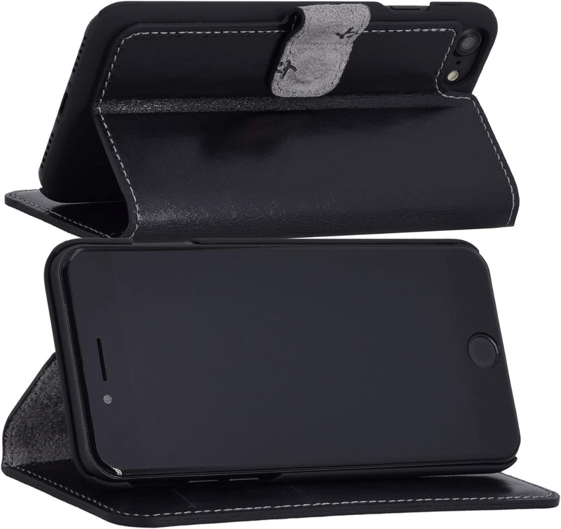 Suncase Origina Book-Style (Slim-Fit) kompatibel mit iPhone SE 2020 Ledertasche Leder Etui Tasche Ha