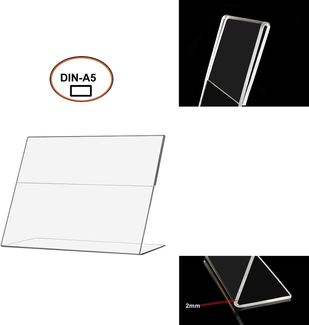 TUKA [10x] Anzeige-Ständer A5 Plakataufsteller im Querformat, Tischaufsteller L-Ständer, Prospektstä