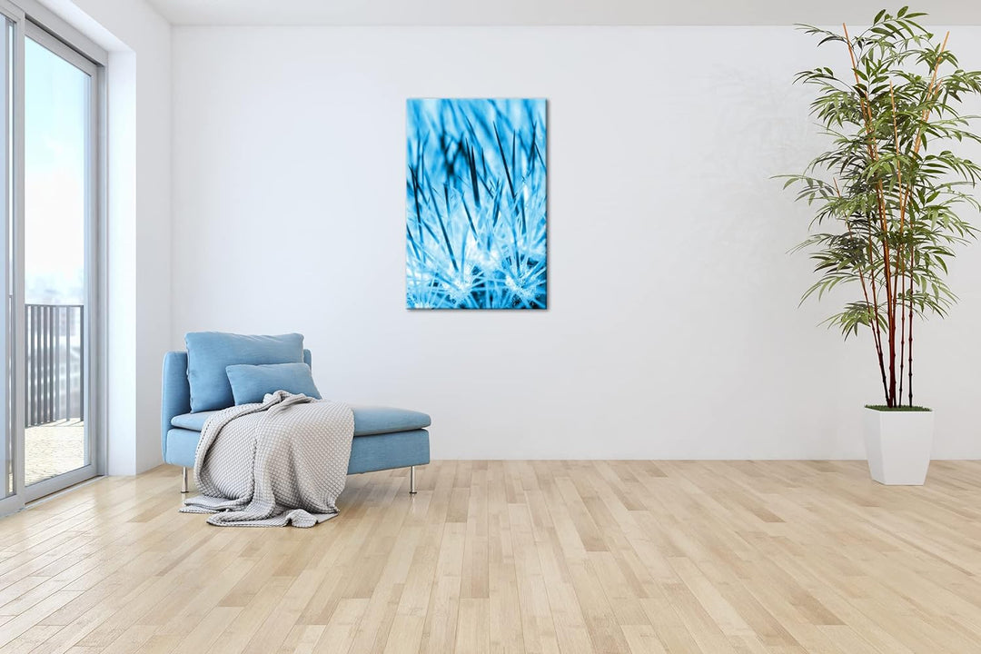deyoli Nadeln eines Kaktus Format: 80x60 Effekt: Monocrome Blau als Leinwand, Motiv fertig gerahmt a