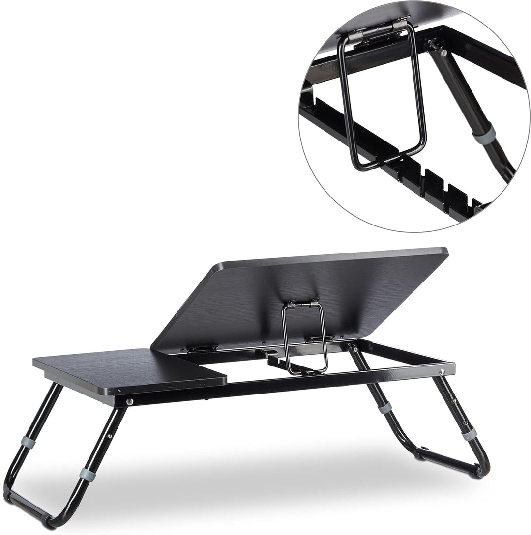Relaxdays 1 x Laptoptisch fürs Bett, verstellbar, Betttablett klappbar, Leseklappe und Ablage, HxBxT