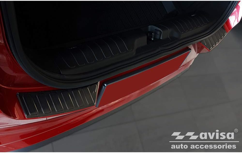 Avisa Schwarz Edelstahl Heckstossstangenschutz kompatibel mit Ford Puma 2019- 'Ribs' (2-teilig)