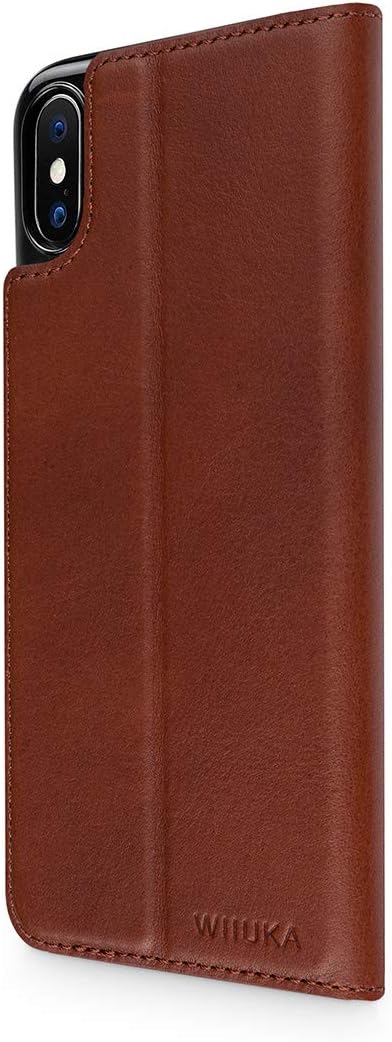 WIIUKA Echt Ledertasche - TRAVEL Nature - für Apple iPhone XS MAX - DEUTSCHES Leder - Braun, kabello