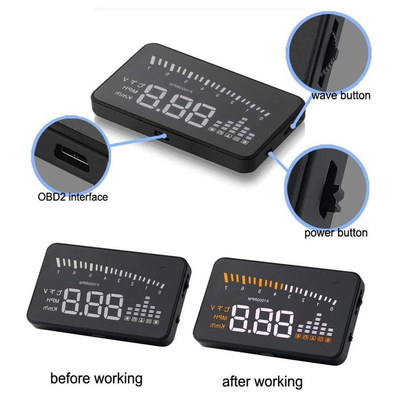 Vgeby OBDII HUD Head Up Display Farb-LED-Projektor, Geschwindigkeits-Warnsystem für Auto, LKW