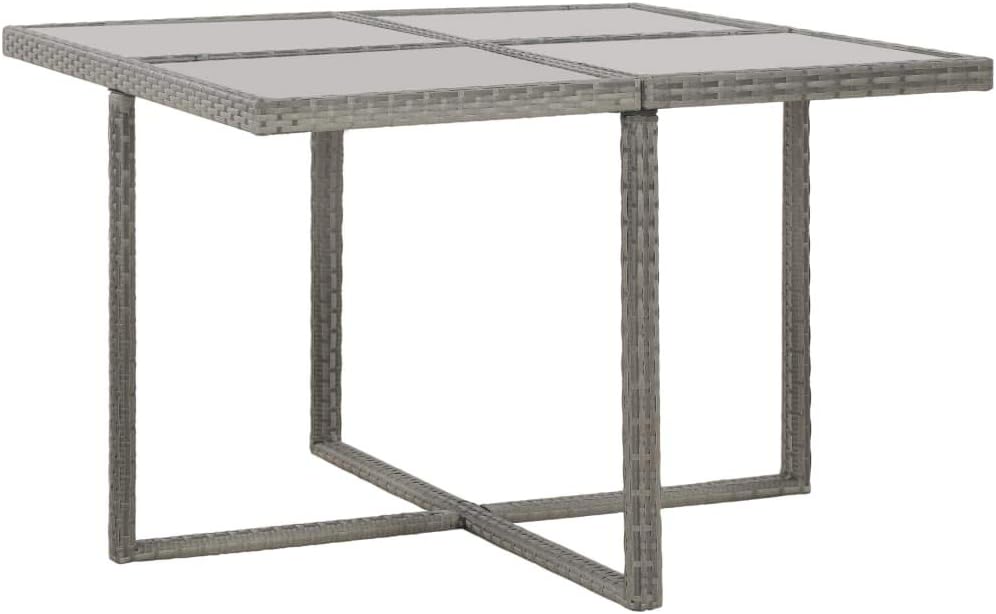 Tidyard Garten-Essgruppe 13-TLG. Poly Rattan Sitzgruppe Grau, inkl 1 Tisch + 4 Stühle + 8 Kissen, Ga