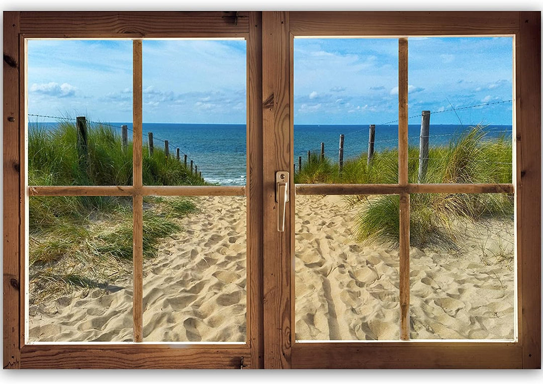 Feeby Vlies Leinwandbild Blick Auf Das Meer Strand Weg 90x60 cm Druckbild Wandbild Wanddekoration De
