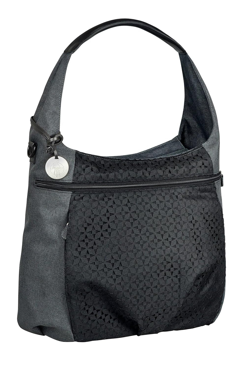 LÄSSIG Baby Wickeltasche Babytasche Stylische Tasche inkl. Wickelzubehör/Casual Hobo Bag Black Schwa