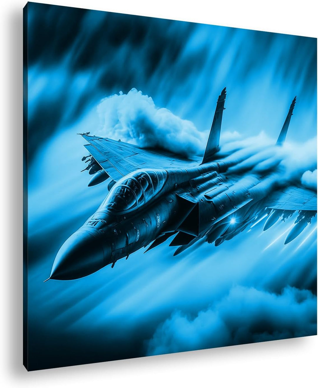 deyoli Düsenjet im Feuernebel im Format: 60x60 Effekt: Zeichnung als Leinwandbild, Motiv auf Echthol