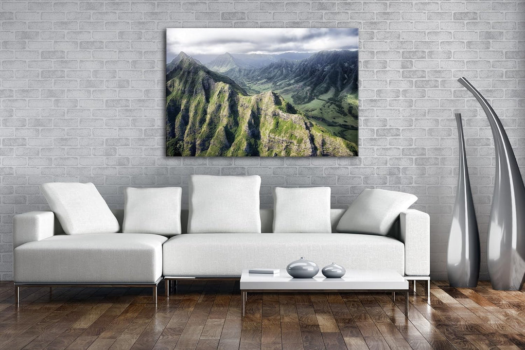 deyoli Gebirgspass in Hawaii Format: 80x60 als Leinwandbild, Motiv fertig gerahmt auf Echtholzrahmen