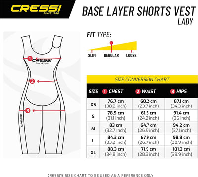 Cressi Base Layer Shorts Vest Lady 2.5mm - Unteranzug für Frau, Schwarz Schwarz L, Schwarz L