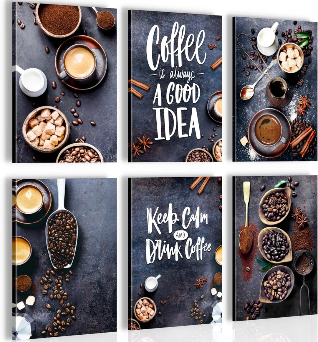 Novart Wandbilder Set - KOMPLETT AUFHÄNGFERTIG - Made in Germany - Moderne Bilder Kaffee Küche Coffe