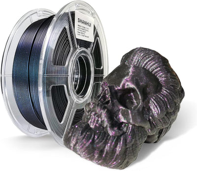 SHANHUI 3D-Drucker PLA Filament, magische Verfärbung Glitzerndes Blau/Grün/Lila auf Filamentbündel,