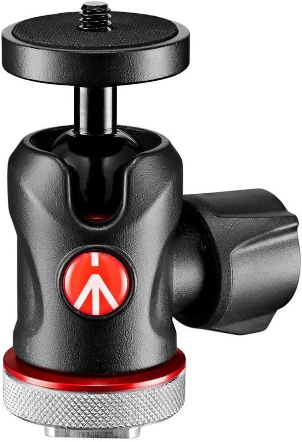 Manfrotto 492LCD Kugelkopf Micro (mit Blitzschuh für Monitor, LED, Mikrofon, Action-Kamera und Zubeh