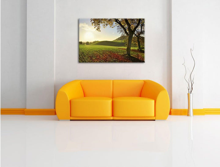 Landschaft im Herbst, Format: 100x70 auf Leinwand, XXL riesige Bilder fertig gerahmt mit Keilrahmen,