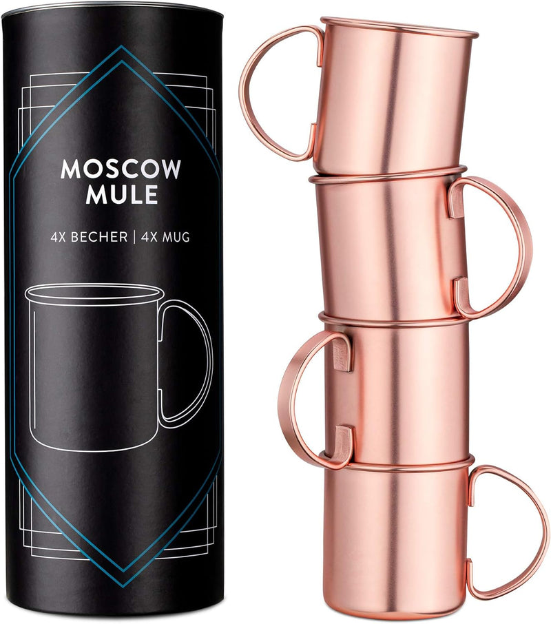 Navaris Moscow Mule Becher 4er Set - 4x Kupferbecher für Moskau Mule Gin Bier - Cocktail Mug Mule-Be