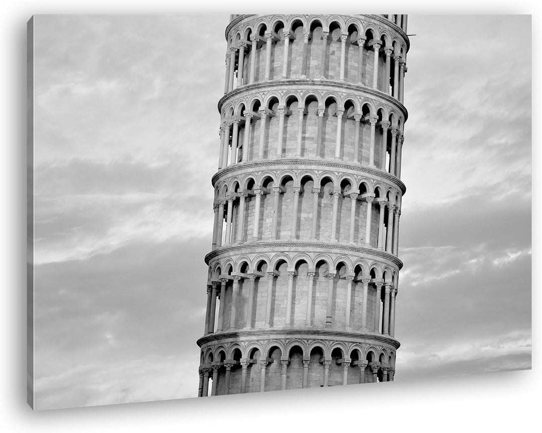 deyoli Ausschnitt des Schifferturm von Pisa Effekt: Schwarz/Weiss Format: 80x60 als Leinwandbild, Mo