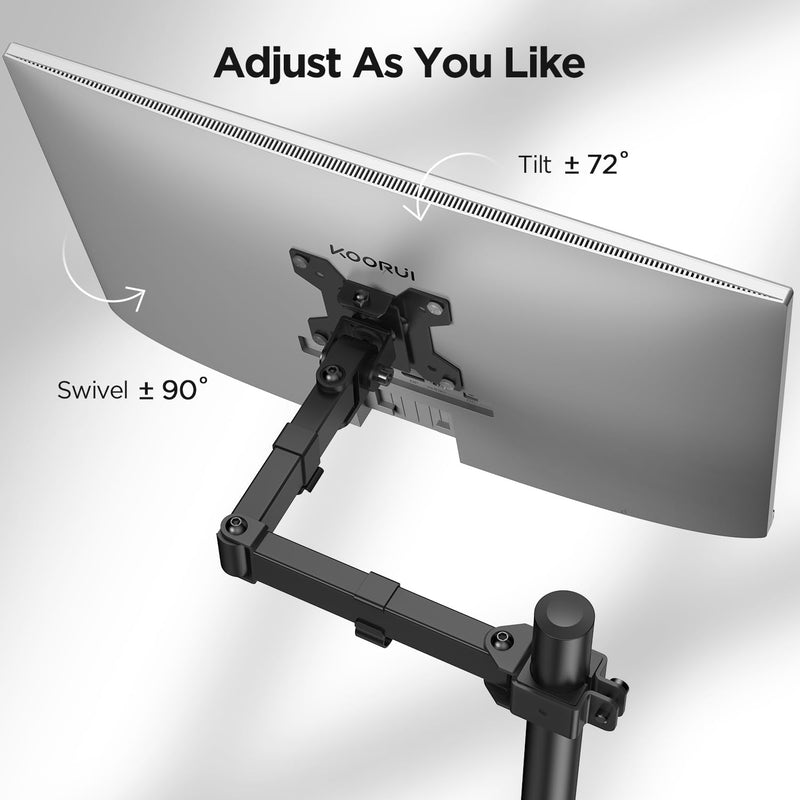 KOORUI Single Arm Monitor Halterung für 13-27 Zoll Flach & Curved Bildschirm, Höhenverstellbar Drehu