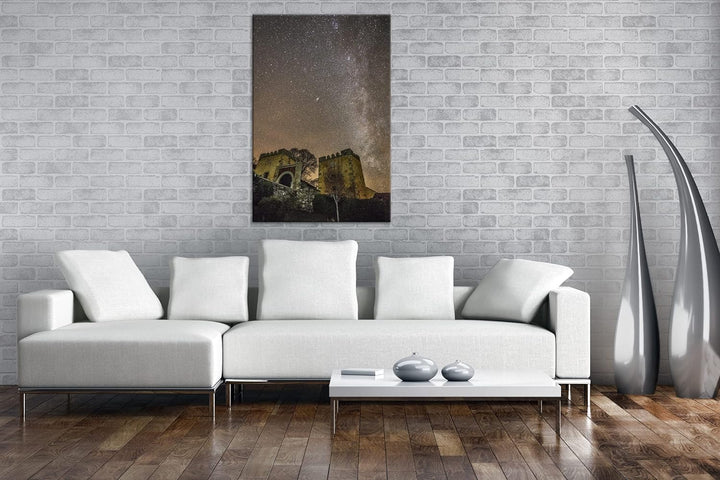 deyoli alter Burgruine unter den Sternen Format: 80x60 als Leinwand, Motiv fertig gerahmt auf Echtho