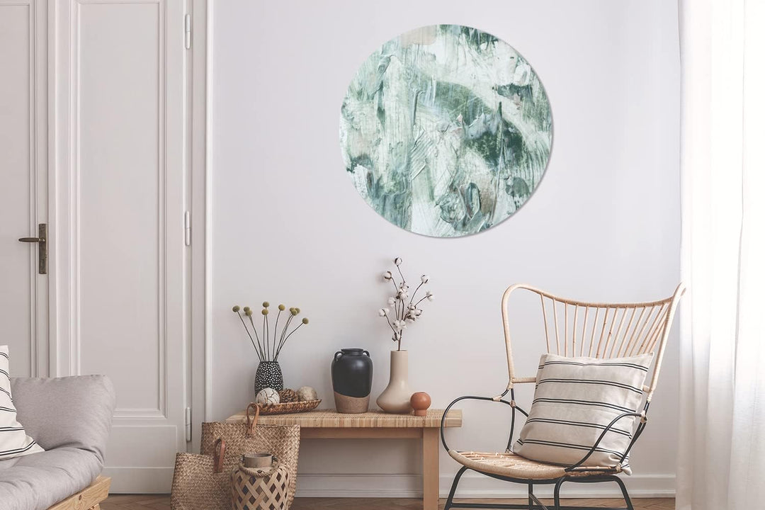 MuchoWow Wandbild Rund Wanddeko Deko Wohnzimmer Bilder 90x90 cm Gartendekoration - Farbe - Abstrakt,