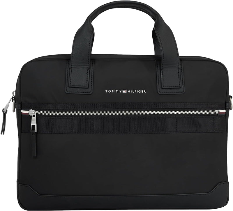 Tommy Hilfiger Herren Th Erhöhte Nylon Computertasche Schwarz, Schwarz