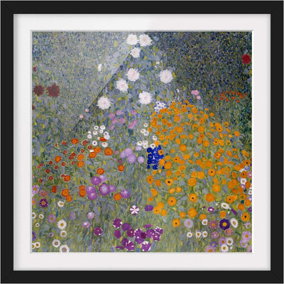 Bild mit Rahmen - Gustav Klimt - Bauerngarten - Rahmenfarbe Schwarz, 50 x 50 cm 50cm x 50cm Schwarz,