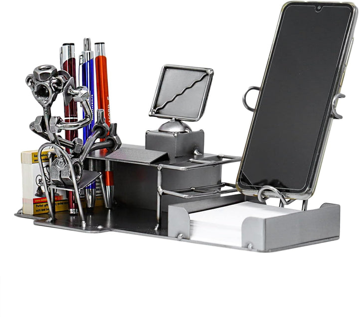 metalman24 Schraubenmännchen BÜRO PC Schreibtisch Organizer HANDYHALTER Visitenkartenhalter Stifteha