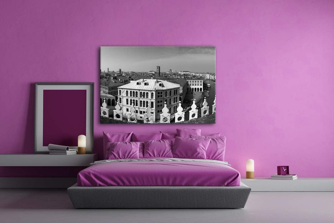 deyoli Skyline von Venedig Format: 80x60 Effekt: Schwarz&Weiss als Leinwandbild, Motiv fertig gerahm