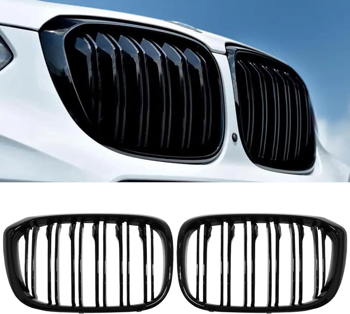 YIUBCZOQI G01 Kühlergrill für BMW X3 G01 2018-2021 X4 G02 2019-2021 Nieren Doppelsteg Sport Glanz Sc