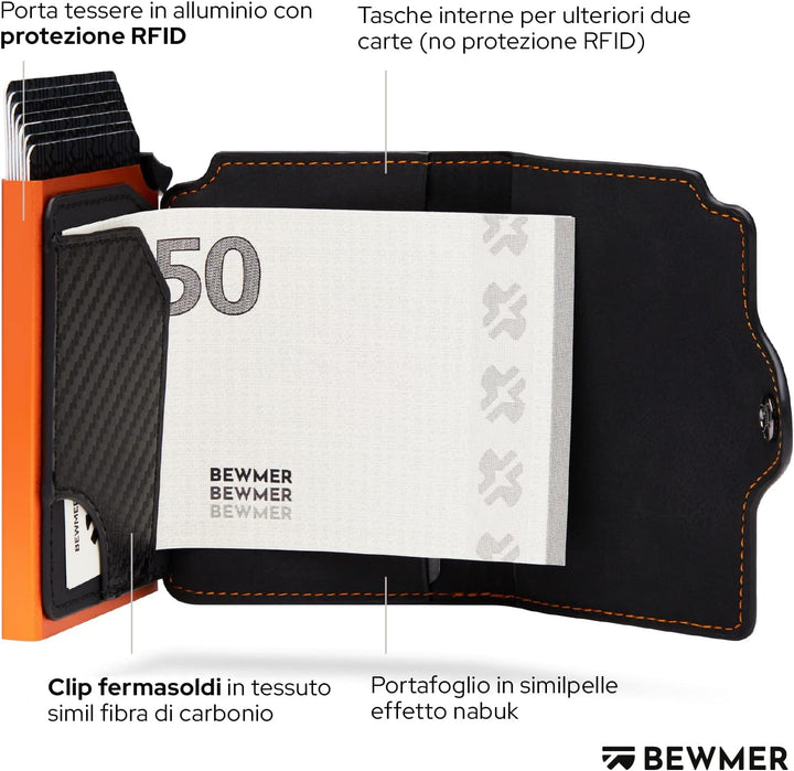 BEWMER 1 Geschütztes Kartenetui | Slim Wallet für Männer und Frauen | Kartenhalter mit RFID-Schutz u