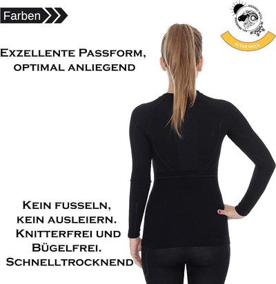 BRUBECK Damen Langarm Funktionsshirt | Atmungsaktiv | Thermo | Sport | Outdoor | Unterhemd | Unterwä