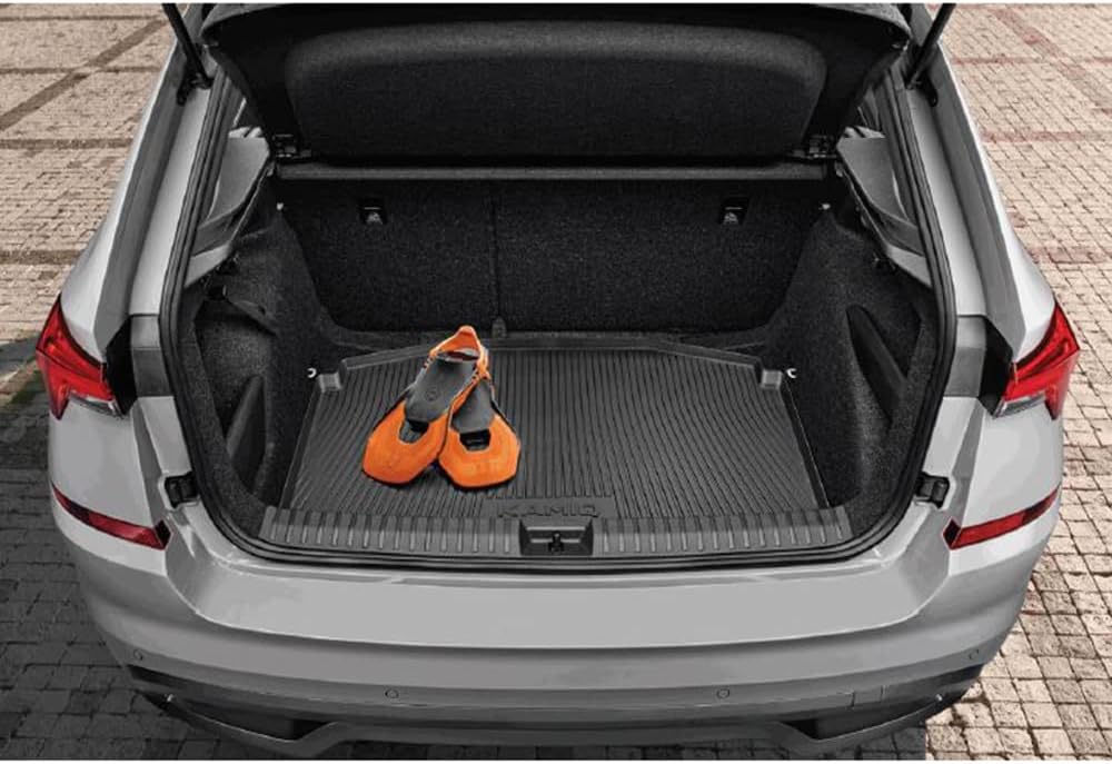 Skoda 658061160 Kofferraumbelag Schutzmatte Kofferraumeinlage Kofferraummatte, mit Kamiq Schriftzug,