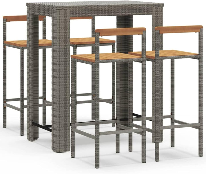 Tidyard 5-TLG. Gartenbar Set, Bartisch mit Barhocker Set, Bartisch Set Outdoor, Bar Set, Grau Poly R
