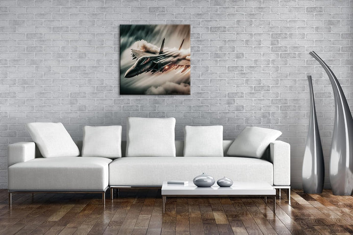 deyoli Düsenjet im Feuernebel Format: 60x60 cm als Leinwandbild, Motiv fertig gerahmt auf Echtholzra