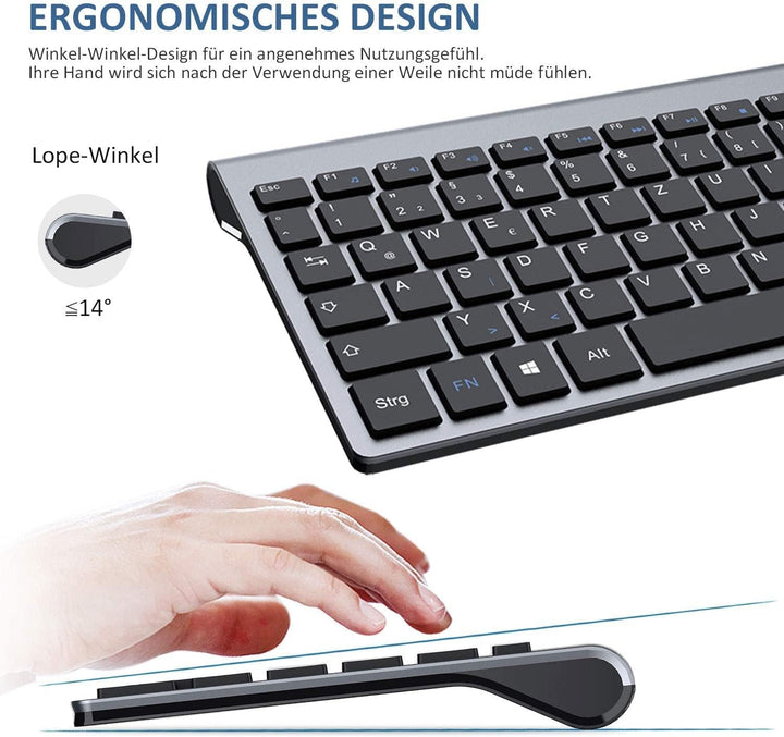 Tastatur Maus Set Kabellos,GALENMORO USB QWERTZ (Deutsch) Funk Tastatur Maus Ergonomisch Tastatur Wi