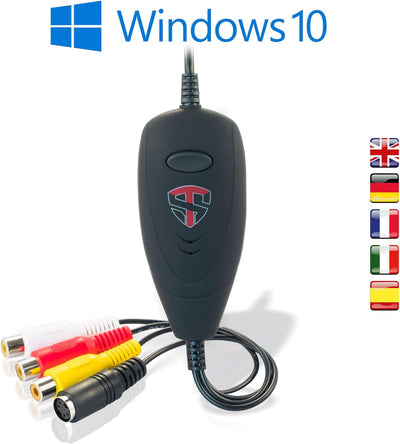 TechSide VHS Analog-Digital-Konverter 2024 | Windows 11-kompatibel + Neue Software | USB 2.0 Audio/V