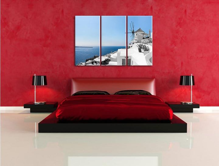 Pixxprint Club Kalimera Kriti in Kreta / 3-Teilig/Gesamtmass 120cm Leinwandbild bespannt auf Holzrah