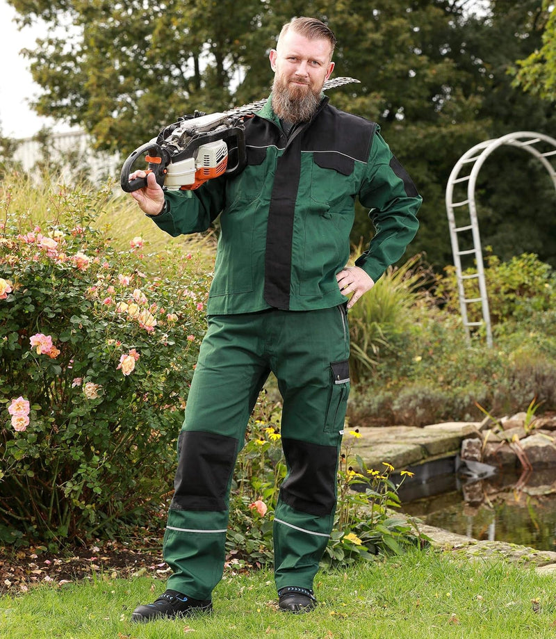 TMG® - Herren Bundjacke für Gartenarbeit - strapazierfähig & leicht - Grün (XL)