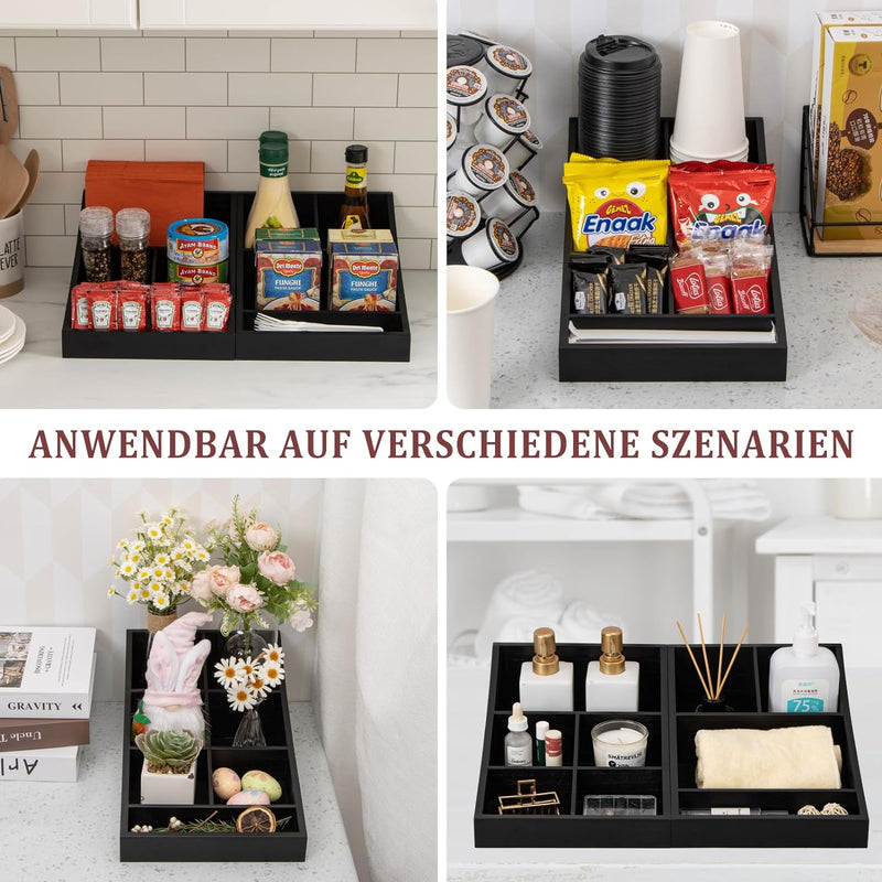 ANBOXIT Kaffee Organizer, Holz Kaffeestation Zubehör Organizer für kaffeeecke, Kaffee Gewürz Tablett