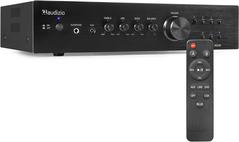 Audizio AD220B - HiFi-Stereo-Verstärker, Bluetooth Verstärker für Lautsprecher und HiFi Anlage, Ampl