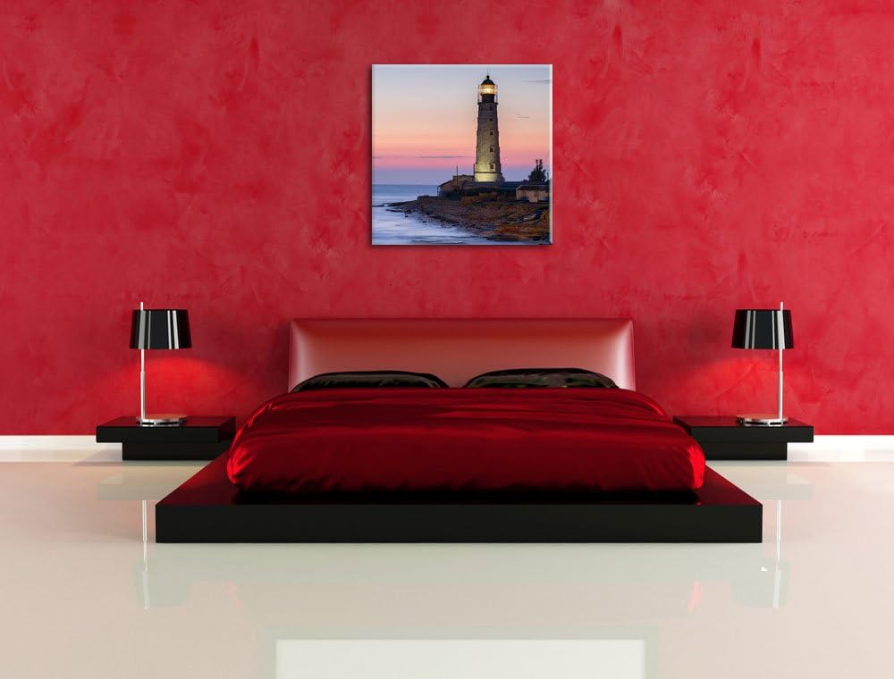 Pixxprint Leuchtturm in Abenddämmerung als Leinwandbild/Grösse: 70x70 cm/Wandbild/Kunstdruck/fertig