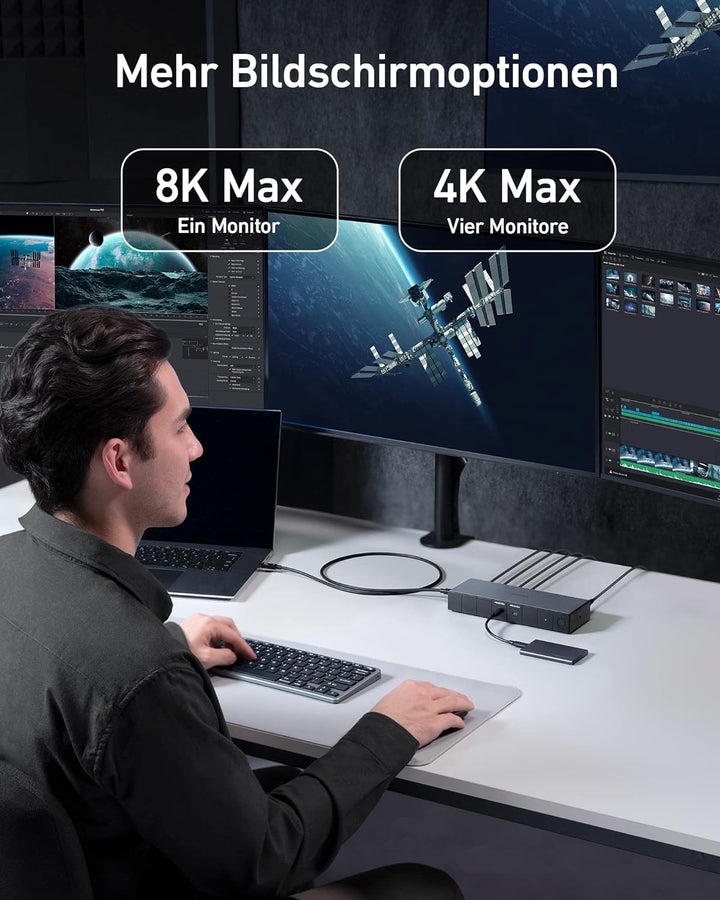 Anker 778 Thunderbolt Dockingstation (12-in-1, Thunderbolt 4), 40 Gbps mit Max 100W Aufladung für La