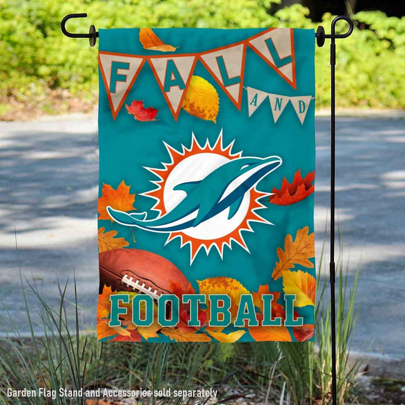 WinCraft Miami Dolphins Fall Leaves Decorative Football Garden Flag Double Sided Banner