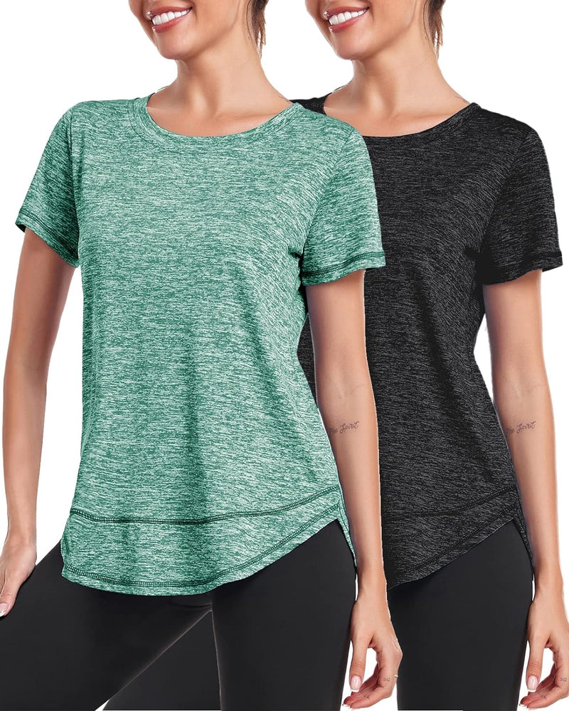 Deaviya Sport T-Shirt Damen, Kurzarmshirt Frauen, Workout Tops Rundhalsausschnitt Athletisch Lässig