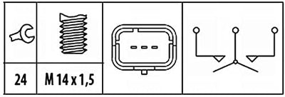 HELLA 6ZF 181 612-071 Schalter, Rückfahrleuchte - 12V - Anschlussanzahl: 3 - geschraubt - Zwillingss