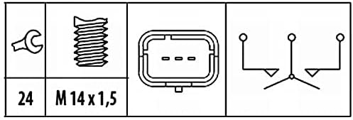 HELLA 6ZF 181 612-071 Schalter, Rückfahrleuchte - 12V - Anschlussanzahl: 3 - geschraubt - Zwillingss