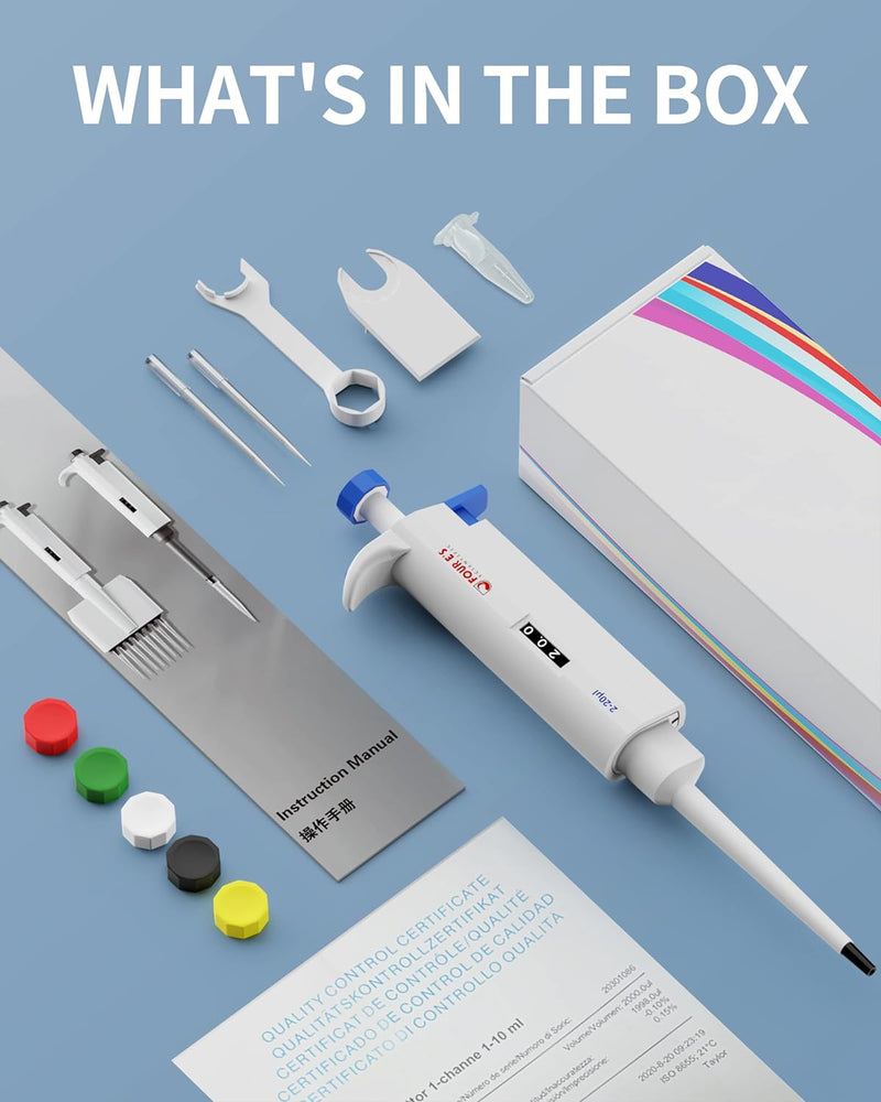 Einkanal Variable Volume Mikropipette/Pipettierer, Four E’S Scientific 2-20µl Micropipette, einstell