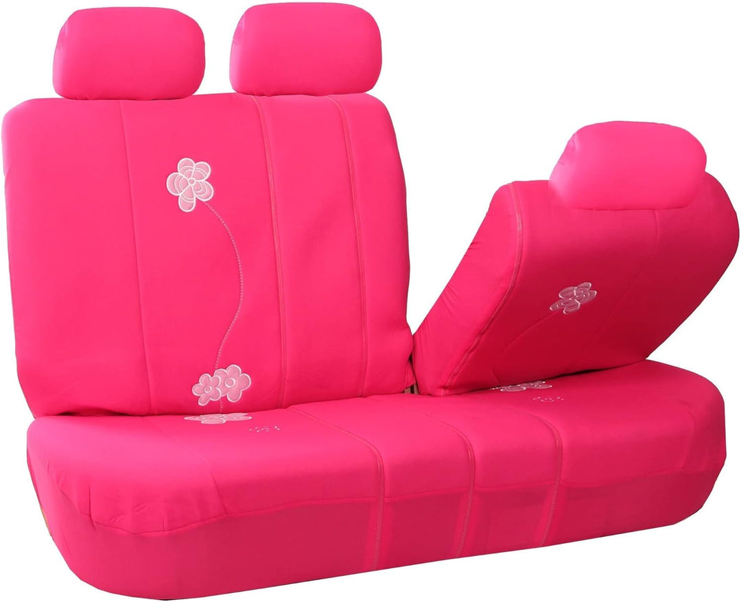 FH GROUP FB053PINK115 Vollen Satz Blumendesign-Autositzbezüge, Rosa, Anzahl 11 Komplettes Set mit ro